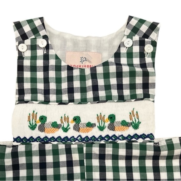 SMOCKINGBIRD GINGHAM blue, green, and white; baby boy - Picture 3 of 5